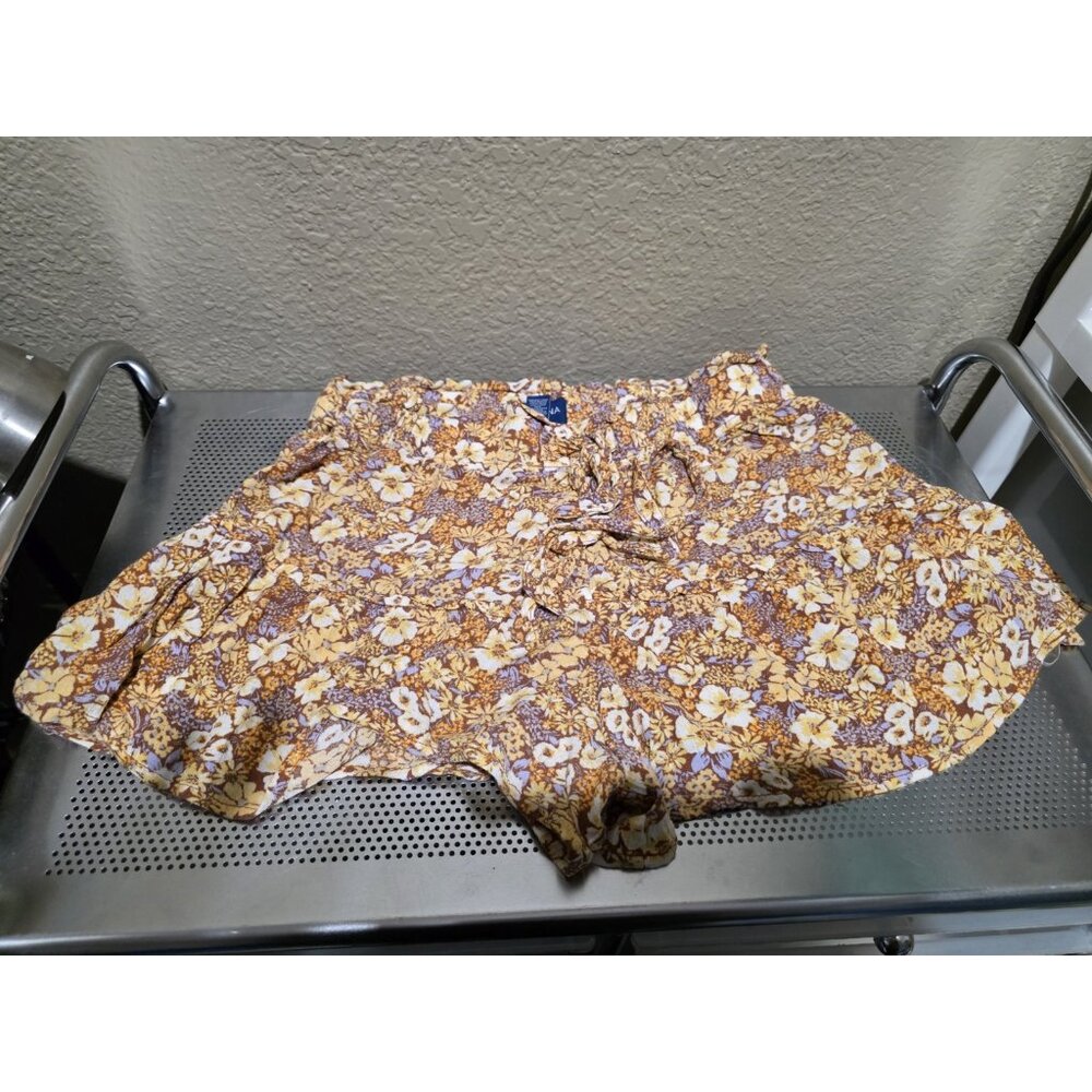Arizona Jean Co. Yellow Floral Flowy Shorts Women's Size Large